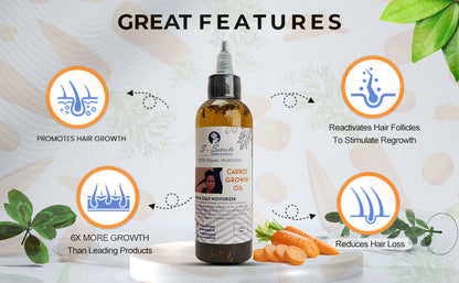 Carrot Hair Growth Oil 2oz, Herbs, Biotin, Essential oils For All Hair